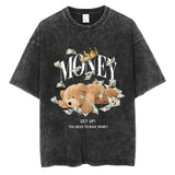 Cartoon Printed Tshirt Bear Pattern T-shirt Loose