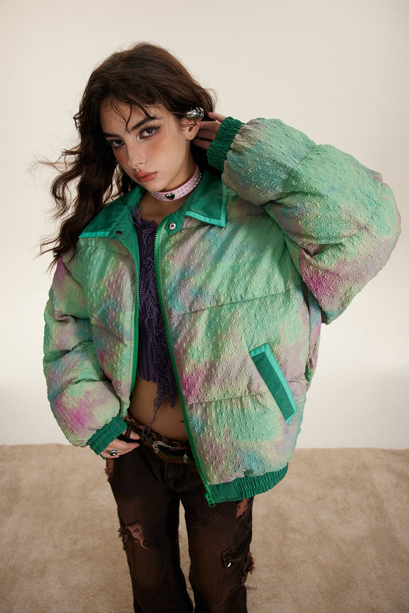 Unisex Jacket Winter Tie-Dye Style Thickened Cotton Padded Coat