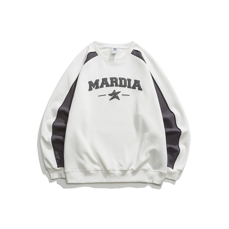 Unisex Hoodie Retro Patchwork Contrast Color Sports Jacket Men's and Women's round Neck Sweater