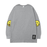 Men Long Sleeve Shirt Printed Long Sleeve T-shirt Men's and Women's Casual Smiley round Neck Top