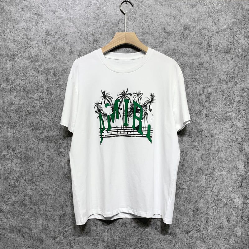 Amiri T Shirt Coconut Tree Beach Casual Round Neck