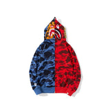 Bathing Ape Hoodie Autumn and Winter Color Matching Stitched Camouflage Sweater Pocket Zipper Fleece Padded Coat