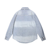 Men Long Sleeved T Shirt Letter Wash Denim Shirt Coat Spring and Autumn Men's Long Sleeve Shirt Jacket