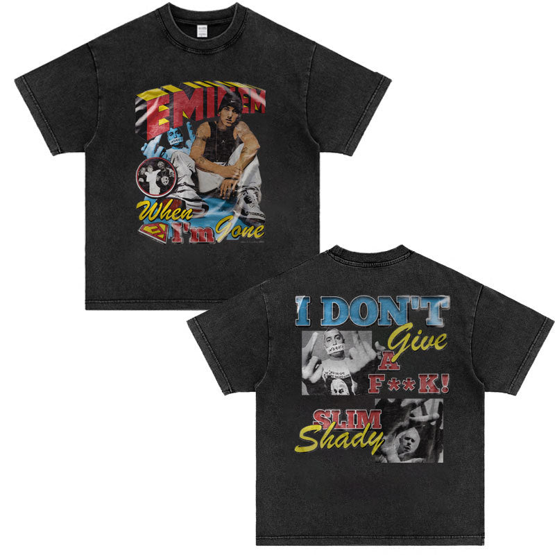 Rapper Eminem Vintage Wash T-shirts Men Women's