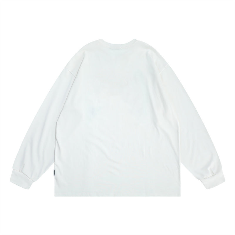 Men Hoodie Letter Print Towel Embroidery round Neck Sweater Men's Loose