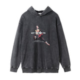 Men Hoodie Washed Distressed Hooded Sweaters Menswear Casual Loose Long Sleeve