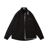 Men Long Sleeved T Shirt High Street Stitching Long-Sleeved Shirt Men's Loose Casual Spring and Autumn