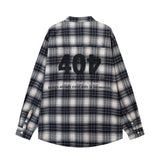 Men Long Sleeved T Shirt Plaid Shirt Digital Printing Letter Long Sleeve Top Loose Casual Shirt