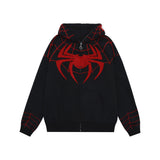 Men Hoodie Spider-Man Embroidered Masked Hooded Sweatshirt Sports Zipper Cardigan Outerwear