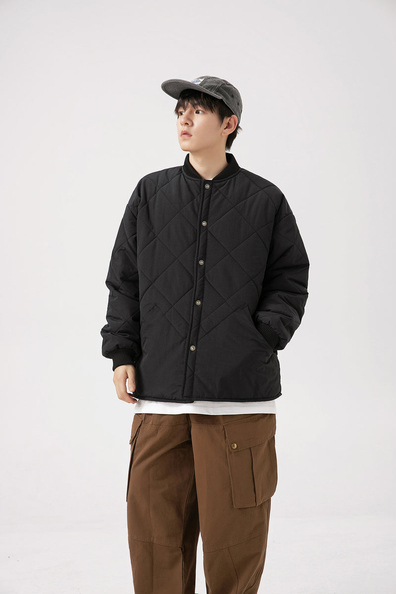 Unisex Hoodie Winter Plaid Cotton-Padded Coat