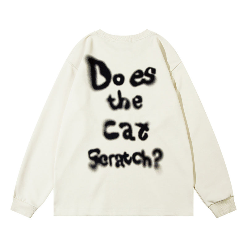 Men Hoodie Cartoon Animal Paste Cloth Embroidery round Neck Sweater