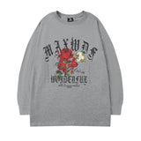 Men Long Sleeve Shirt T-shirt Men's and Women's Autumn and Winter Rose Letter Print Loose Design