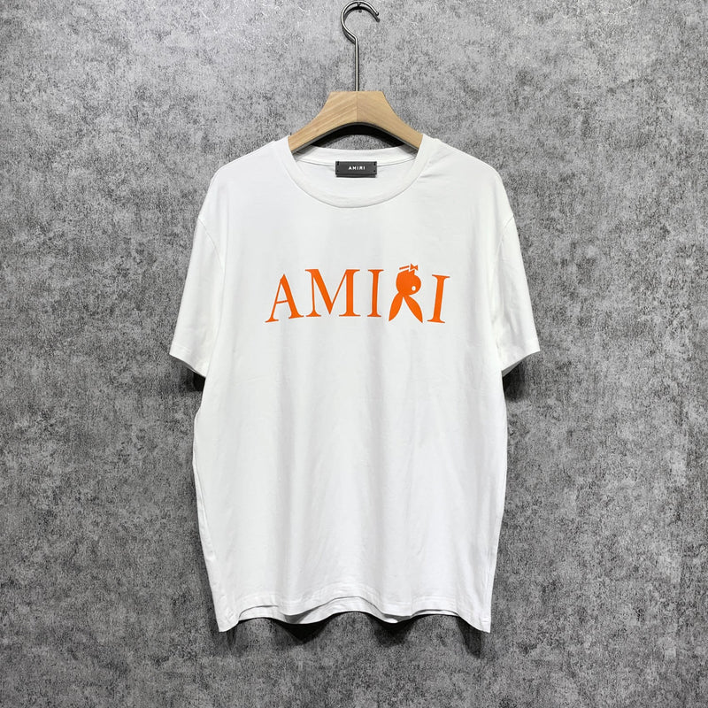 Amiri T Shirt Letter Inverted Rabbit Head Casual Round Neck