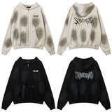 Unisex Vintage Hoodie Washed Zip Cardigan Hooded