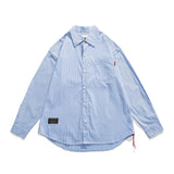 Men Long Sleeved T Shirt Vertical Striped Long Sleeve Shirt Men's Casual round Hem Shirt Loose Outer Fashion