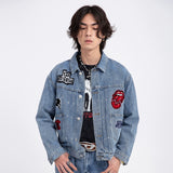 Men Denim Jacket Men's Spring and Autumn Loose Washed-out Denim Clothes Jacket