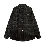 Men Long Sleeved T Shirt Plaid Long Sleeve Shirt Coat Men's Loose Punk Shirt