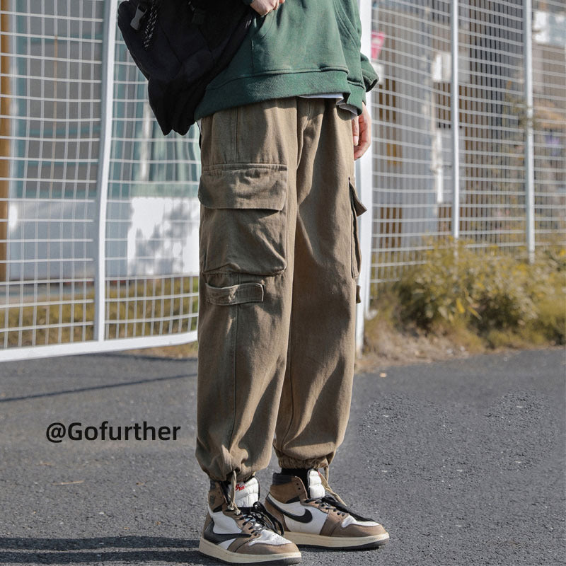Men Sweatpants Overalls Men's Casual Pants Retro Loose