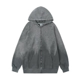 Men Hoodie Autumn and Winter Loose Casual Long Sleeves Distressed Hooded Jacket