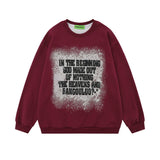 Men Hoodie Spring and Autumn Letter Printed Crew Neck Sweatshirt Retro Loose Casual Long Sleeve Pullover