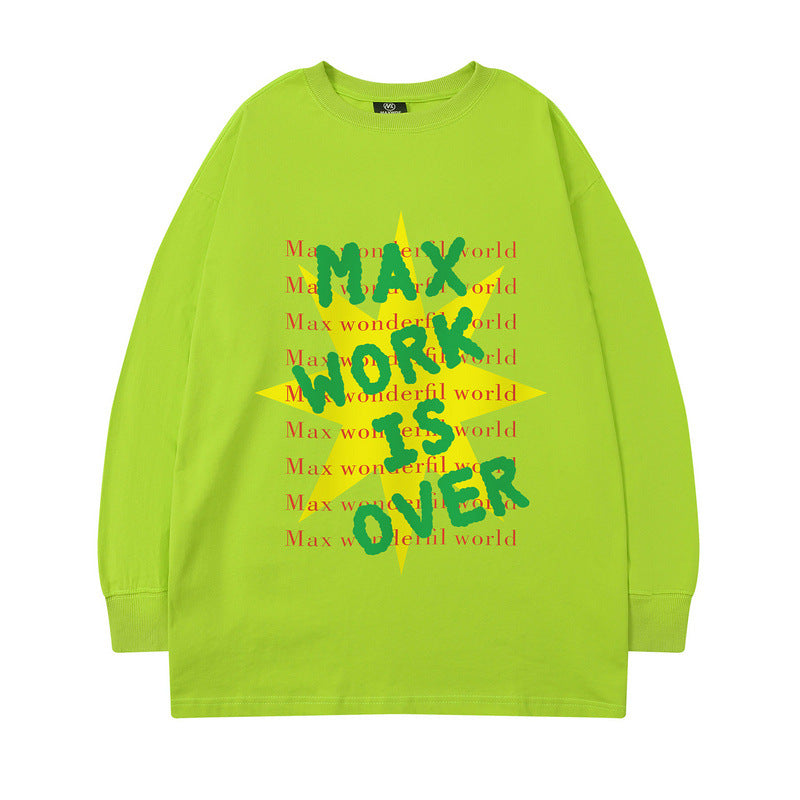Men Long Sleeve Shirt Retro Hip Hop Long Sleeve T-shirt Men's and Women's Spring and Autumn Ins round Neck