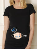 BABY Pregnancy Shirt Maternity Cute Baby Print O-Neck