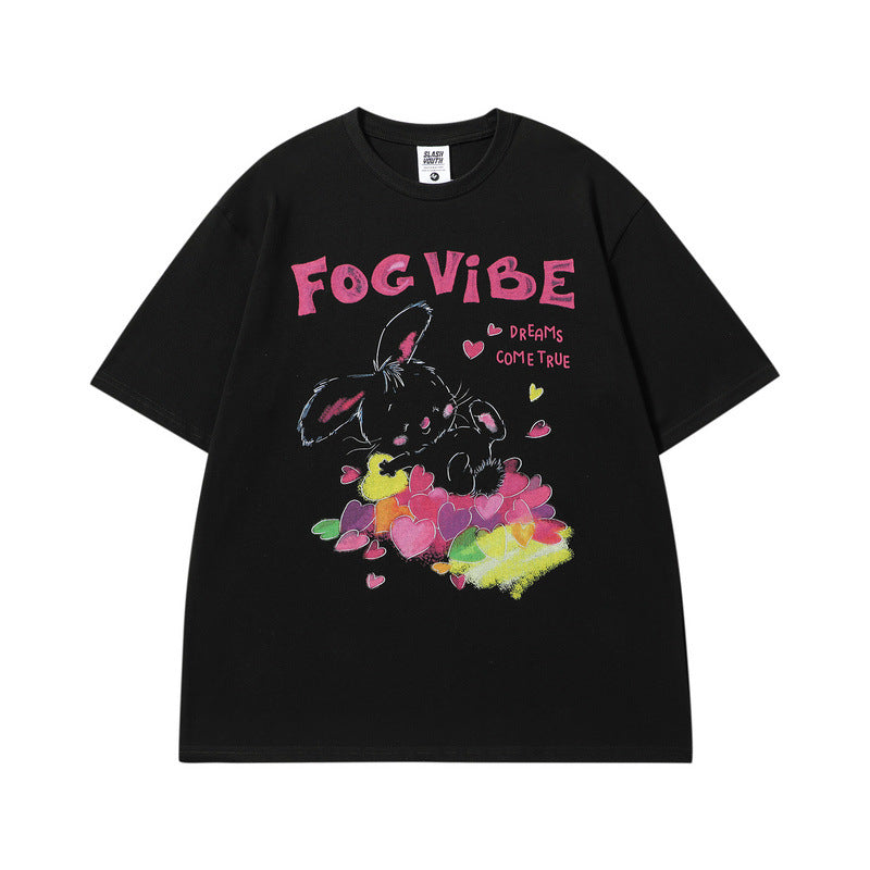 Men's T Shirt Printed Short-Sleeved T-shirt Men's and Women's National Fashion Street Retro Loose Couple Half Sleeve T-shirt
