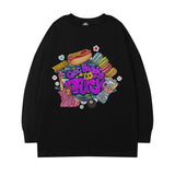 Men Long Sleeve Shirt Cartoon Pattern Printed Long Sleeve T-shirt Men and Women Couple Hip Hop