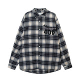 Men Long Sleeved T Shirt Plaid Shirt Digital Printing Letter Long Sleeve Top Loose Casual Shirt