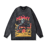 Men Long Sleeve Shirt Vintage Worn Looking Washed-out Long Sleeve T-shirt Men