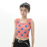 Women's Vest Printed Striped Short Style Summer Sleeveless