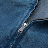 Men Denim Jacket Stitching Contrast Color Hooded Denim Coat Men's Clothing Spring and Autumn Embroidery Letters