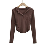 Women T-Shirt Curved Coat Hoodie Hooded Bottoming Shirt T-shirt