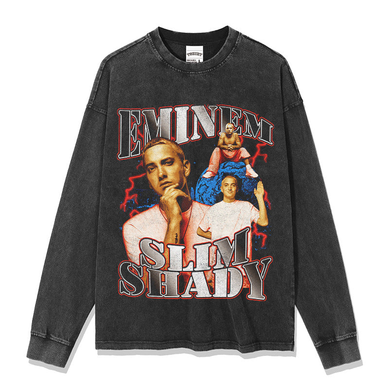 Detroit Eminem T Shirt Washed Old Eminem Print T Shirt