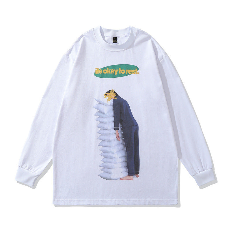 Men Long Sleeve Shirt Spring and Autumn Design Print Long Sleeve T-shirt for Men and Women