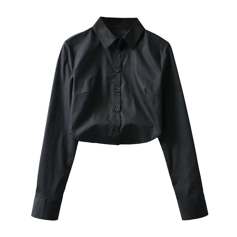Women T-shirt Spring Short Breasted Long Sleeve Shirt