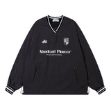 Men Hoodie V-neck Loose Pullover Sweatershirt Word Drawstring Sports Casual Top
