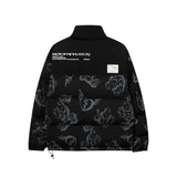 Men Cotton Padded Jacket Coat Printed Stitching Cotton Coat Jacket Men's Ins Loose down Jacket Cotton-Padded Jacket