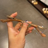 CHH Chrome Hearts Glasses Frame Frameless Round Perforated Myopia Glasses Frame Vintage