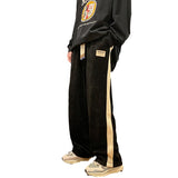 Men Sweatpants Corduroy Striped Retro Sports Pants Loose