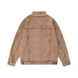 Men Denim Jacket Washed Distressed Butterfly Printed Denim Men Spring and Autumn Jacket
