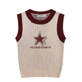 Women Vest Knitted Vest Women's Contrast Color Fit Short Sleeveless Top