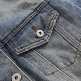 Men Denim Jacket Men's Autumn Loose Wash Distressed Coat