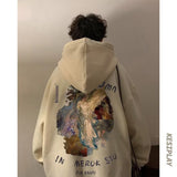 Men Hoodie Hooded Sweater Men's Spring Retro Baggy Coat