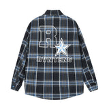 Men Long Sleeved T Shirt Long Sleeve Shirt Spring and Autumn Letter Five-Pointed Star Print Loose Casual Shirt