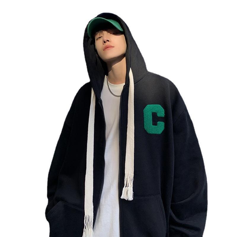 Men Hoodie Hong Kong Style Autumn Boys and Girls Hooded Loose Couple Coat
