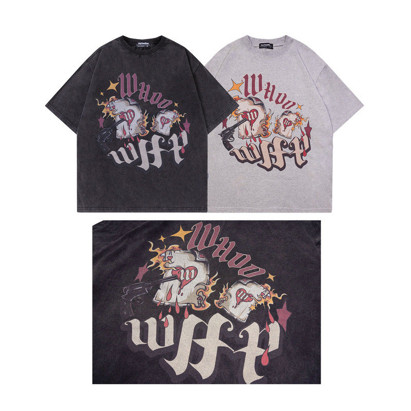 Men T Shirt Cartoon Printed Short-Sleeved T-shirt Men and Women Vintage