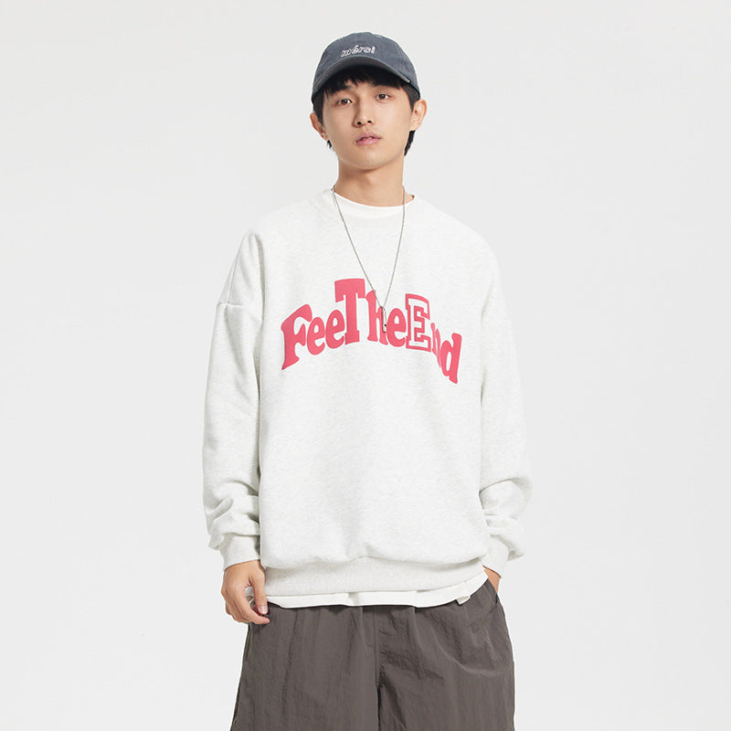 Unisex Hoodie Vintage Sweater Men's Loose Printed Crew Neck Top