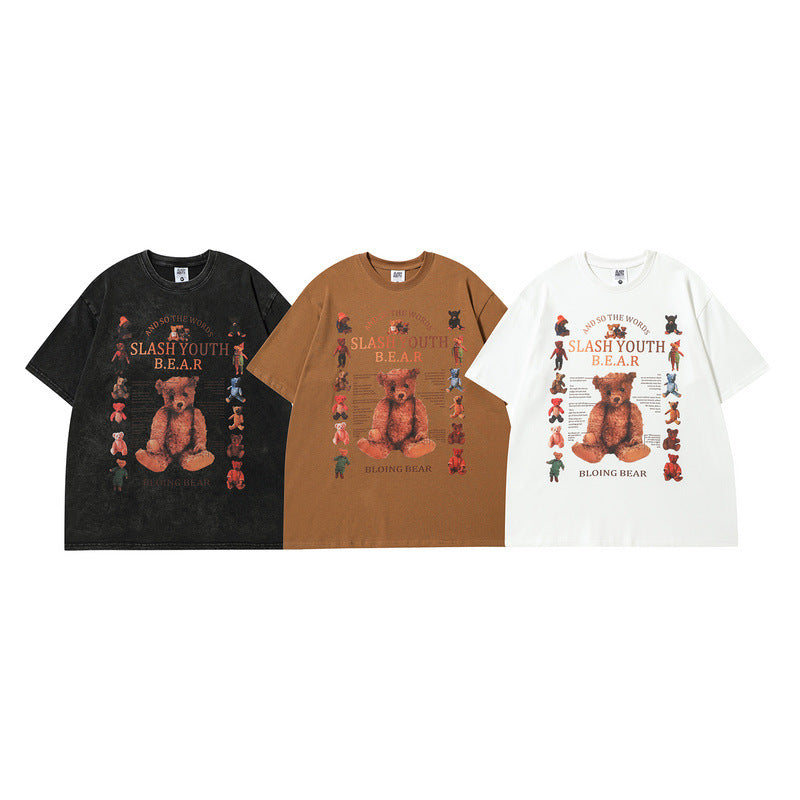 Men T Shirt Old Bear Short Sleeve T-shirt Men and Women Hip-Hop Fashionable Brand Couple