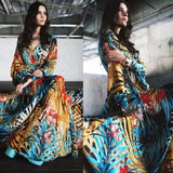 Jungle Print Maxi Dress Spring and Summer Sexy Long Dress